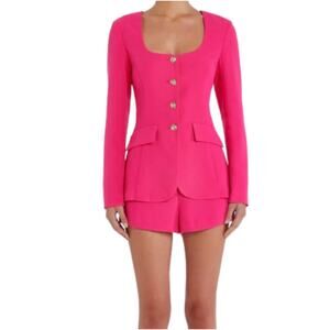 NEW NWT Amanda Uprichard KYA Romper ViVA Tweed Women's XS Pink